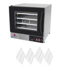 Kit Forno Turbo Elétrico Profissional Digital Prp-004 Plus 220v Preto + 4 Grades - Progás