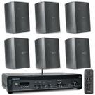 Kit Frahm Amplificador Slim 4100 300W 2 Canais com 6 Caixas Acústicas New Passiva PS200 30W Preta