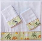 KIT FRALDA DE BOCA 2 FRALDAS 32x32 UMA FRALDA 70x70 BARRA ESTAMPADA MENINO SAFARI CAQUI