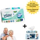 Kit Fralda Geriátrica Adulto Descartável Vitalidade Mega e Toalha Umedecida Prevent 50 Und