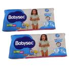 Kit Fraldas Babysec Ultra Sec Mega Tam XG 11 a 14 kg 30 unidades cada pacote.