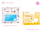 Kit fraldas de pano 05-turma da mônica + 05-fraldas brancas luxo - incomfral