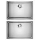 Kit franke 2 cubas linea de embutir em aço inox 60x40cm