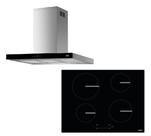 Kit franke 2 peças coifa franke linea touch ilha 90cm 220v + cooktop franke indução smart fsm 654 i bk 220v