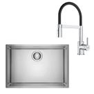 Kit franke cuba linea 60 fex 110-60 600x400mm 16661 + misturador monocomando lina dual jet alto brilho e preto 17202