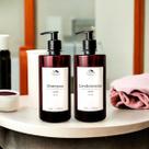 Kit Frasco Shampoo Condicionador Âmbar Dispenser Organizador Kit Frasco Shampoo Condicionador Âmbar Dispenser Organizador