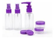 Kit Frascos Viagem 5pcs Spray Pump Potes Rosa E Roxo Roxo Kit Frascos Viagem 5pcs Spray Pump Potes Rosa E Roxo Roxo
