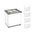 Kit - Freezer Horizontal Tampa De Vidro 144 Litros Nf20 127v + 4 Cestos Nextgen Branco 127v