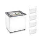 Kit - Freezer Horizontal Tampa de Vidro 144 Litros Nf20 - Metalfrio 220v + 4 Cestos Nextgen Branco