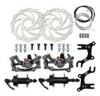 Kit Freio A Disco Bike Cubos Aço 36 Furos Adaptador Pinça