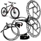 Kit Freio a Disco Hidráulico GTA Dianteiro e Traseiro com Par de Rotores para Bicicleta Kit Freio a Disco Hidráulico GTA Dianteiro e Traseiro com Par de Rotores para Bicicleta