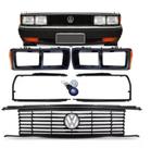 Kit Frente Passat De 83 A 88 Friso Moldura Farol + Emblema