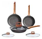 Kit Frigideira 3 Em 1 Antiaderente Revestimento Ceramica