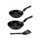 Kit Frigideira Francesa 18cm e 22cm com Espátula Preta Alumi-Aço Linha Premium J4TECH Alumínio Antiaderente Teflon Ultra Resistente