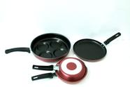 Kit Frigideiras diversas (Frigideira 4 Ovos + Panquequeira 2 Peças +Frigideira para Tapioca)