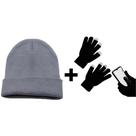 Kit Frio Touca Gorro De Lã Básica E Luva Touch Screen Mexer Celular Tablet Quentinha Inverno Intenso Unissex Adulto