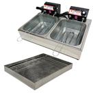 Kit Fritadeira Elétrica Industrial 2 Cubas Antichamas 10 Litros com Escorredor G Kit Fritadeira Elétrica Industrial 2 Cubas Antichamas 10 Litros com Escorredor G