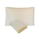 Kit Fronha e Lençol de Elástico Solteiro 78cm Cama Auxiliar Percal 200 Fios 100% Algodão Marfim Arrumadinho Enxovais
