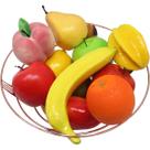 Kit Fruteira Frutas Artificial Isopor E Cesta Rose Gold Inox