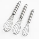 Kit Fue Batedor De Claras Ovos Massas Inox 3 Tamanhos Pequeno Médio Grande