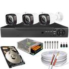 Kit Full Hd Com Dvr 8 Canais Acesso Internet P2p + 3 Câmeras Segurança 1080p 2mp