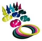 Kit Funcional 10 Cones 18cm + 10 Pratos + 10 Argolas Multicolor 41cm