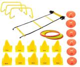 Kit Funcional Escada de Agilidade + 3 Barreiras + 8 Argolas de Agiliade + 10 Cones + 10 Chapéu Chinês
