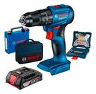 Kit Furadeira Imp 18v C/ Bat 2ah Gsb185li + Acessórios Bosch Cor Azul Bivolt