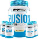 Kit Fusion Protein 2kg + 2x BCAA 100g + 2x Creatina 100g - BRNFOODS Kit Fusion Protein 2kg + 2x BCAA 100g + 2x Creatina 100g - BRNFOODS