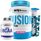 Kit Fusion Protein Foods 2kg + BCAA 450 Cápsulas + Coqueteleira 600ml BRNFOODS
