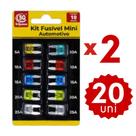 Kit Fusíveis Automotivos Mini 5A 10A 15A 20A 25A 30A Proteção Veicular Completo