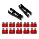 Kit Fusível Lâmina Médio 10A Automotivo + Par Extrator Carro Elétrico