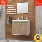 Kit Gabinete Armario de Banheiro Cuba Pia Com Espelheira Berlin Aster
