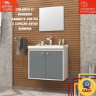 Kit Gabinete Armario de Banheiro Cuba Pia Com Espelheira Gianduia Aster