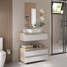 Kit gabinete banheiro creta 80cm + cuba sobrepor + espelho madeirado/branco Kit gabinete banheiro creta 80cm + cuba sobrepor + espelho madeirado/branco