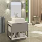 Kit Gabinete Banheiro Industrial TECH 60cm Branco/ Cinza (gabinete + cuba branca + espelho + ferragem) Kit Gabinete Banheiro Industrial TECH 60cm Branco/ Cinza (gabinete + cuba branca + espelho + ferragem)