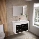 Kit Gabinete Banheiro Mdf com Pia Cuba + espelheira - Potenza - Riverzza