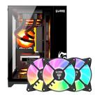 Kit Gabinete Gamer Clanm Compacto Grodd Suporta Até 5 Ventoinhas e Water Cooler Com Vidro Temperado + 3 Unid Cooler Fan Rgb 8 Cores Eurus 120mm
