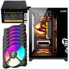 Kit Gabinete Gamer Clanm Grodd Suporta Water Cooler e 5 Ventoinhas Com Vidro Temperado + Fonte Quantum 650W ATX + 6 Unid Fan Rgb Eurus