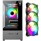 Kit Gabinete Gamer Clanm Megalon Suporta Cooler CPU e 5 Ventoinhas Placa-Mãe ATX Mini-IT Com Vidro Temperado + 3 Unid Fans Rgb