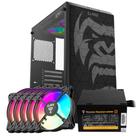 Kit Gabinete Gamer Clanm Zilla Suporta Water Cooler e 6 Ventoinhas Com Vidro Temperado + Fonte Quantum 650W ATX + 5 Unid Fan Rgb Eurus