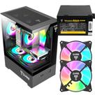 Kit Gabinete Gamer Megalon Clanm Com Vidro Temperado Suporta Cooler de CPU 5 Ventoinhas + Fonte Atom 400W ATX + 2 Unid Fans Rgb