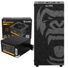Kit Gabinete Gamer Megalon Clanm Com Vidro Temperado Suporta Water Cooler e Até 5 Ventoinhas + Fonte Quantum 650W ATX Bivolt