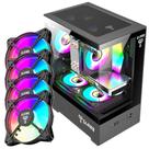 Kit Gabinete Gamer Megalon Clanm Ótima Ventilação Suporta Até 5 Fans e Water Cooler Vidro Temperado + 4 Cooler Fans Rgb 8 Cores Eurus