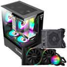 Kit Gabinete Gamer Mid Tower Suporta Water Cooler e Até 5 Fans + Fonte 650W Pcyes Bivolt + Water Cooler Pcyes Argb 240mm Tdp 250W