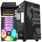 Kit Gabinete Gamer Zilla Clanm Ótima Ventilação Suporta Water Cooler Com Vidro Temperado + Fonte Quantum 650W ATX + 5 Unid Fan Rgb Eurus