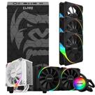 Kit Gabinete Gamer Zilla Suporta 6 Fans + Water Cooler Sangue Frio Tdp 250W + 3 Unid Fan Black Vulcan 120Mm + Cooler Para Processador 180W