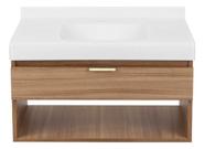 Kit Gabinete Para Banheiro Com Cuba Aurora 70x40x48 Cm