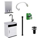 Kit Gabinete Toucador Siena Preto com Espelheira de Banheiro 1 Porta com Itens Pretos Completo