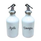 Kit Galheteiro 2 pçs 300ml Azeite Vinagre Porcelana Branca Decoração:Azeite Vinagre
